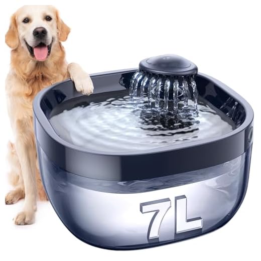 FEELNEEDY 7L Fuente para Perros, Fuente de Agua para Gatos con 3 Filtros de Carbón, Bomba de Agua Súper Silenciosa, Luz LED, Fácil de Instalar y Limpiar
