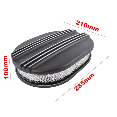 Filtre à air ovale de prestige en aluminium noir 30,5 cm pour Chevrolet et Ford