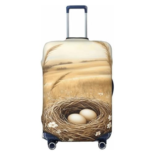 Countryside Woven Bird Nest Wild Grass Elastic Travel Luggage Covers Dustproof Scratch-Resistant Suitcase Protector Fit 22-24 Inch