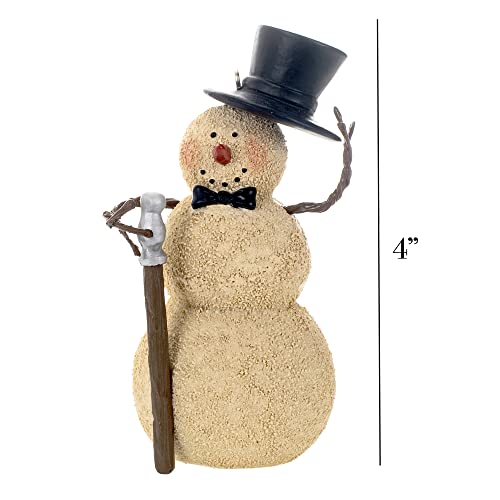 Snowman With Cane Winter White 4 Inch Resin Stone Christmas Figurine Ornament #TOP4