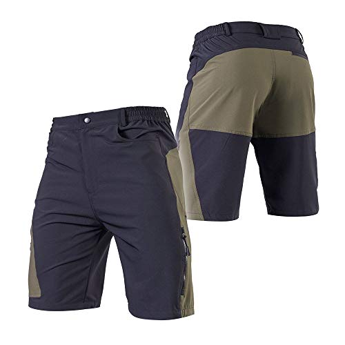 TOMSHOO Pantalones Cortos de MTB, Pantalones Cortos de Ciclismo para Hombre con Acolchados en 3D y 4 Bolsillos para Deporte al Aire Libre y Ciclismo