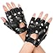 XLIUAX 2 Pairs Steampunk Gloves, Biker Glove Biker Gloves for Women Black Leather Gothic Fingerless Rivet Motorcycle Accessories Rocker Costume for Men Guitar Retro Punk Style Fashion Women