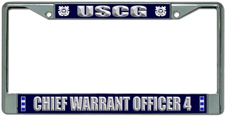 U.S. Coast Guard Chief Warrant Officer 4 Chrome License Plate Frame