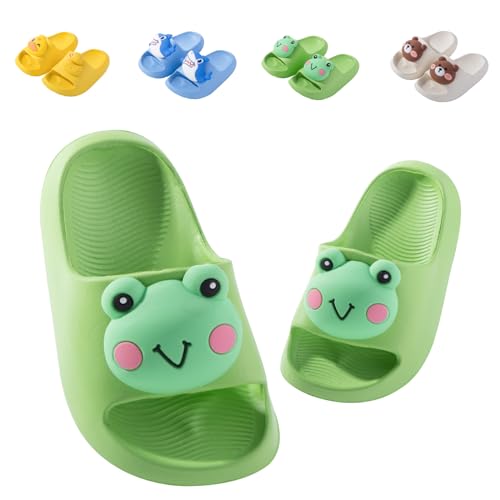 Badelatschen Kinder Flache Sommer Hausschuhe Jungen Mädchen Dusch Badeschuhe Strand Pantoletten Slippers Eltern-Kind Sandalen Leicht Anti-rutsch Badeschlappen Grün 762 23 (Etikettengröße 150mm)