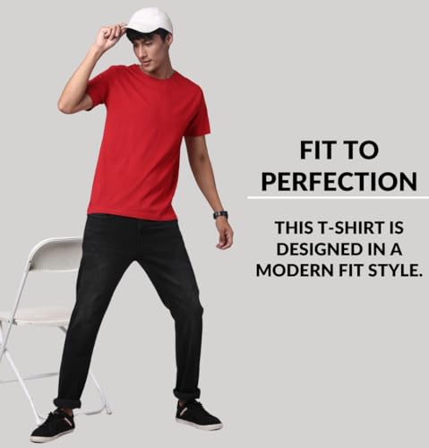Image of ADRO Men's Cotton Regular Fit Combo Plain Solid T-Shirt Pack of 2