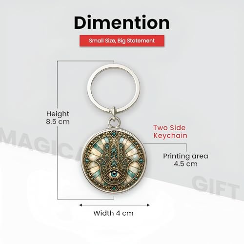 Image of MG | Protective Evil Eye /Spiritual Symbols /Om /Motivational Keychains | Double-Sided Metal Key Ring | Good Luck and devine Charm for Car, Bike, Home & Office