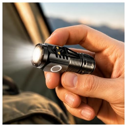 Handheld Flashlights with Portable Pocket Clip – Long-Lasting Flashlight for Camping, Emergencies, Outdoor Travel Bag Attachment (200-500m)