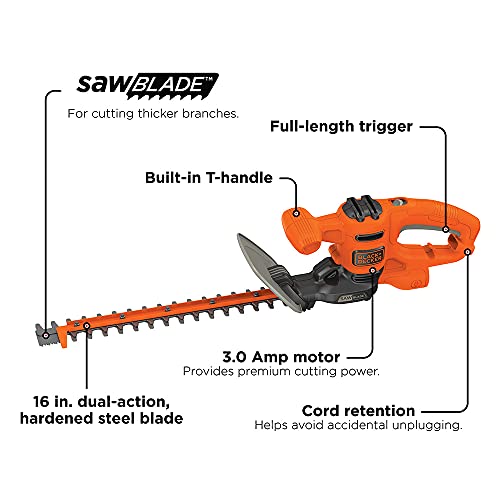 Black+Decker Hedge Trimmer, Dual-Action Blade, 16-Inch (Behts125) #TOP1