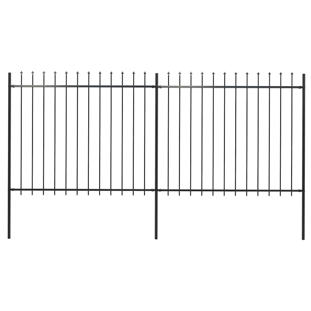 vidaXL Garden Fence with Spear Top Steel 337x150 cm Black — image 1