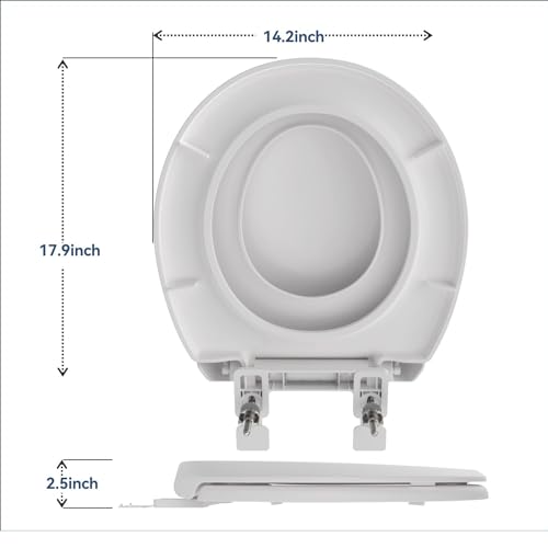 Image of JINGZE Round Toddler Toilet Seat Adult /Child,Built-In Potty Training Seat, Soft Quiet Close Non-Slip Seat, Easy to Install & Clean,Magnetic Kids Seat and Cover,White