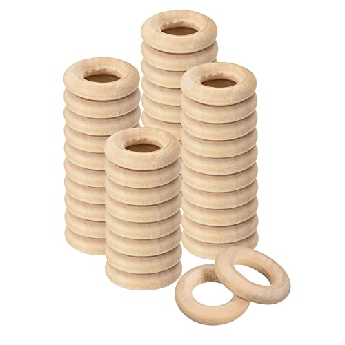 QUARKZMAN 50uds 20mm (0,8 Pulgadas) Natural Madera Anillos, 5mm G...