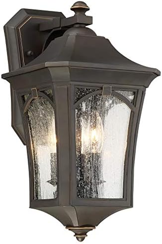 Minka Lavery Outdoor Wall Light 71212-143C Solida Exterior Wall Lantern, 3-Light 180 Watts, Oil Rubbed Bronze