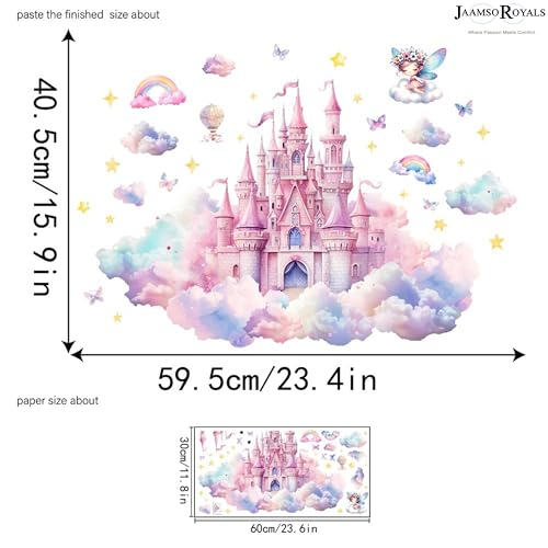 Image of JAAMSO ROYALS wondever Castle Wall Stickers Fairy Tale Peel and Stick Wall Art Decals for Girls Bedroom Living Room Baby Nursery (30 CM X 60 CM)