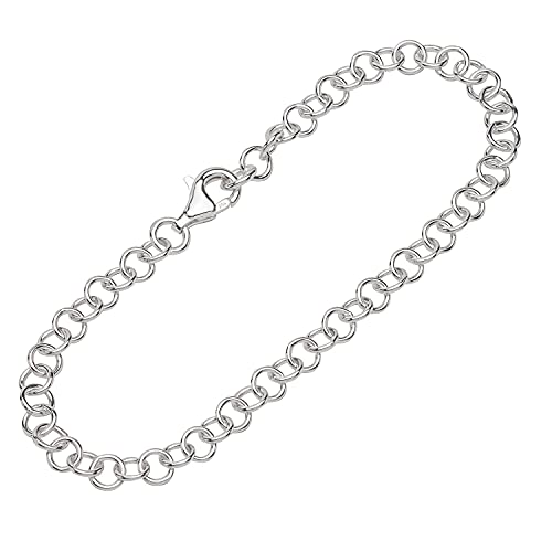 Cadena para el tobillo de 26 cm plata de ley 925 pulsera de tobillo mujer eslabón redondo 4,6 mm