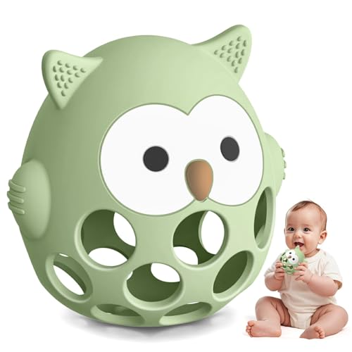 Image of Baby Teething Chick Toy, Upgraded Easy Grasp Silicone Teething Rattle Ball Toy for Babies Over 3 Months, 100% Food Grade, Gift for Infant Boys and Girls 0-6-12 Months (Green.)