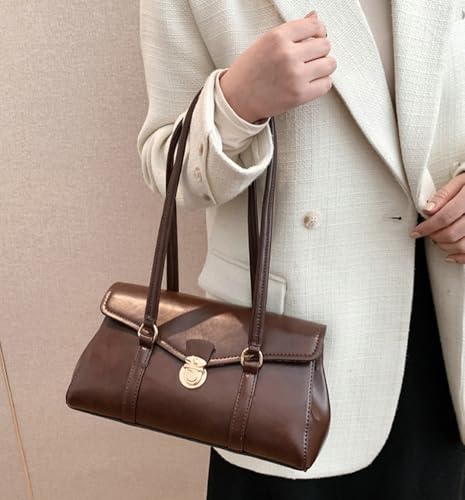 Vintage Vegan Leather Shoulder Bags for Women Small Tote Purse Ladies Trendy Handbags Top Handle Satchels 20253