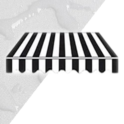 Tessuto di ricambio per tenda da sole impermeabile, 2 m, 2,5 m, 3 m, 4 m, per terrazze o esterni, colore bianco e nero, 6 x 3 m, compatibile con tende a braccio articolato