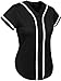 Hat and Beyond Womens Baseball Button Down Athletic Tee Short Sleeve Softball Jersey Active Plain Sport T Shirt (Small, 3up01 Black/White)