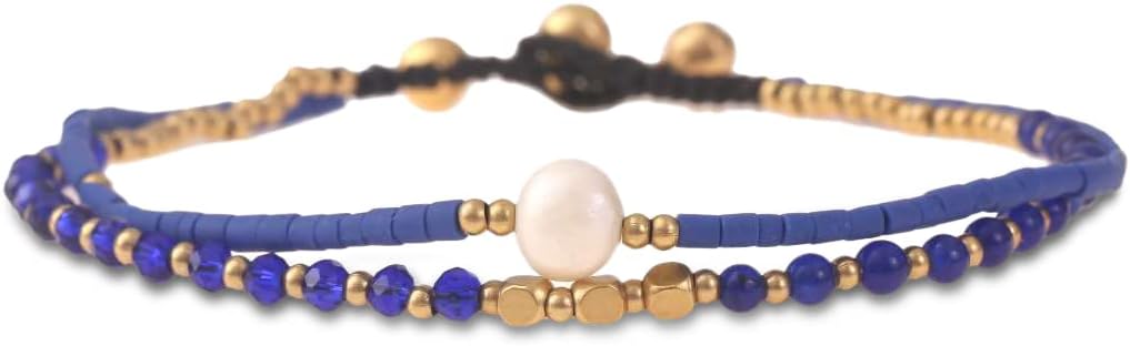 Made by Nami Boho Surfer Anklet Waterproof & Adjustable Beaded Anklets for Women Beachy Ankle Bracelet Made from Waxed Cotton Rope and Beads for Summer and Hippie Style