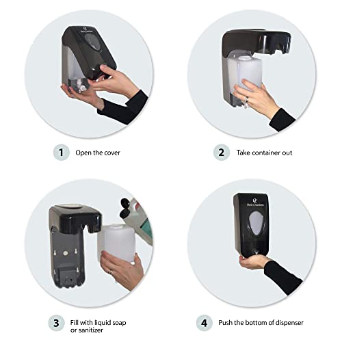 Manual Soap And Hand Sanitizer Dispenser By Oasis Creations, Liquid Or Gel, Soap Dispenser Wall Mount, 1000Ml/33Oz. Commercial Or Residential – Black Smoke #TOP6