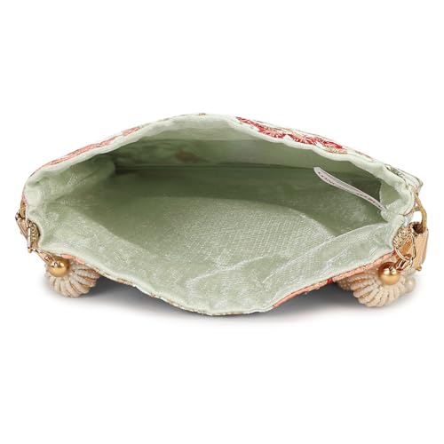 Image of LONGING TO BUY Indian Ethnic Pearls & Sequence Potli Bag for Women, Wedding Potli Bag and For Ethnic Wear
