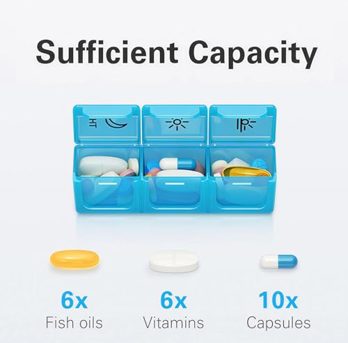 Image of BUG HULL Pill Organizer 3 Times a Day, Weekly Pill Organizer 3 Times a Day, 7 Day Pill Box Cases Morning Noon Evening, Medicine Pill Organizer for Vitamin, Cod-Liver Oil, Supplements (Rainbow White)