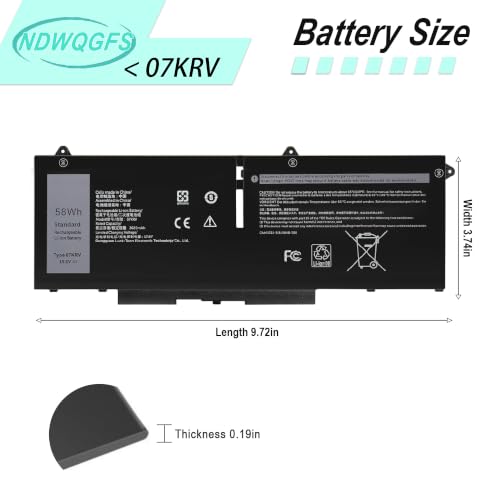 Image of FK0VR 07KRV Laptop Battery Replacement for Dell Latitude 5330 7330 7430 7530 2-in-1 Series Latitude 5330 2-in-1 /7330 2-in-1 /7430 2-in-1 Compatible with P133G P134G 8H6WD 51R71 FKOVR