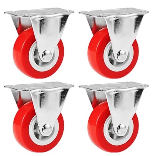 Youery Ruedas para muebles resistentes de 38 mm, 4 ruedas fijas sin frenos, ruedas de transporte de poliuretano rectas de hasta 200 kg, juego para muebles y palés estables (sin dejar rastros)