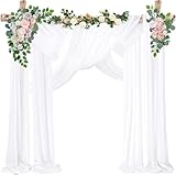 Nucalt 75 x 600 cm Hochzeitsbogen Traubogen Vorhang Weiß Chiffon Stoff Querbehang Deko Gardinen Vorhang Hochzeitsbogen Gardinen Dekoration für Babyparty Party Hochzeit Torbogen Zeremonie