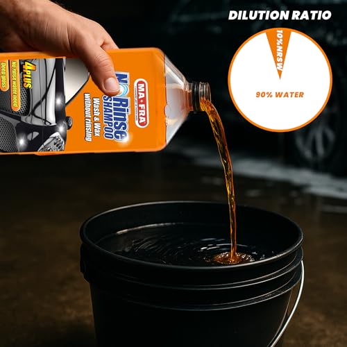 Image of MAFRA No Rinse Car Wash Shampoo & Wax (1000g) |Wash and Wax without Rinse | High Foam Action | Removes Dirt & Stains | pH Safe, Gloss Protection | 1:100 Dilution | Safe for All Painted Surfaces