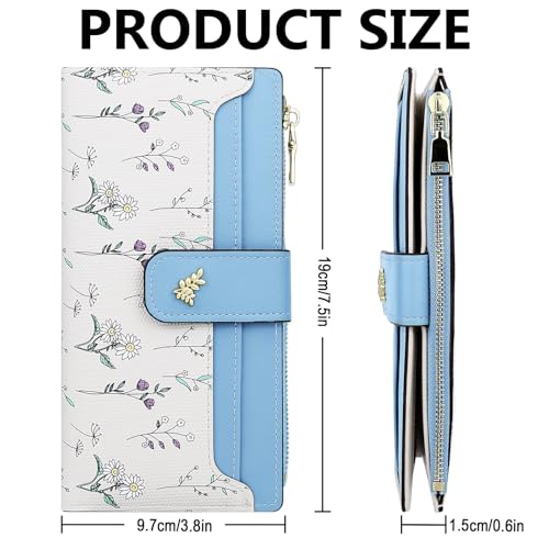 Wallet Women Slim Wallets for Women Cute Thin Blue Women's Wallet Kawaii Flower Womens Ladies Card Holder Wallets4