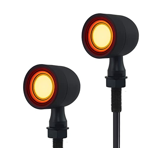 Image of Motorcycle Turn Signals LED Front Lights 2 PCS, Vintage 41 LEDs Switchback White Amber Light for Running Turn Blinkers Universal Fit Scooter Suzuki Yamaha Honda Harley Dyna Bobber-Black