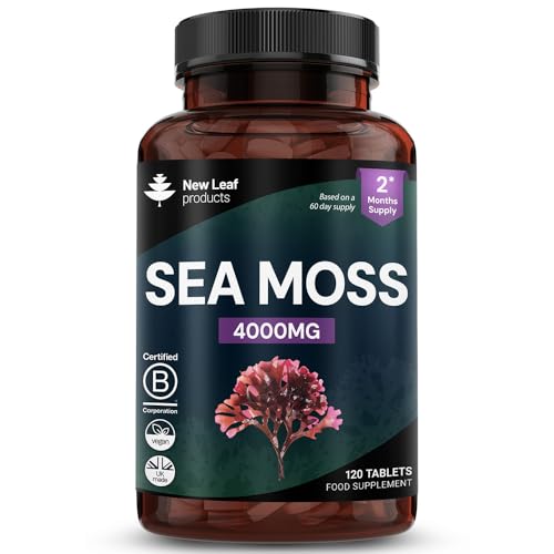 Sea Moss Tablets Extract High Strength 4000mg - Sea Moss Supplement 120 Tablets (not sea Moss Capsule) High Potency - UK Made - Vegan - Non GMO