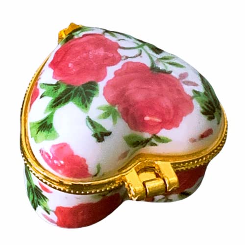 Evenchae Miniature Porcelain Box - For Jewelry, Trinkets, Mementos, Keepsakes - Gift Ready W/Velvet Drawstring Bag (Pink, Eclectic) #TOP6