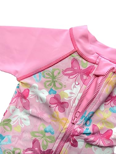 Acqua di Mare Maiô Bebê Menina Manga Longa Proteção UV 50+ 6 a 36 meses (Borboletas Rosa, 18 meses)