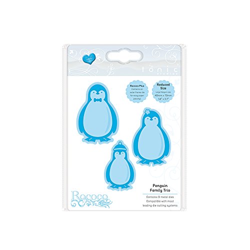 Tonic Studios 1790e Rococo Plus u0096 Famille de Pingouins de Noël Trio Métal, Gris, 7 x 4,8 x 0,1 cm