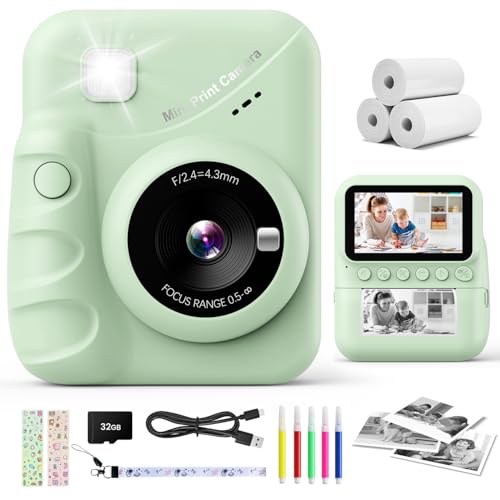 CalineGam Macchina Fotografica Bambini Istantanea, 3,0'' Schermo HD 48MP Fotocamera Digitale Bambini con Scheda da 32GB,...
