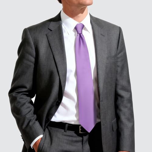 Image of Hi-Tie Men's Extra Long Solid Satin Tie Set 63 Inch /70 Inch Formal Necktie