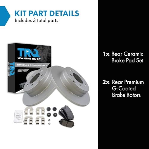 Image of TRQ Rear Brake Pad and Rotor Set Ceramic Coated Rotors Compatible with 2015 Hyundai Sonata 2014-2016 Kia Cadenza