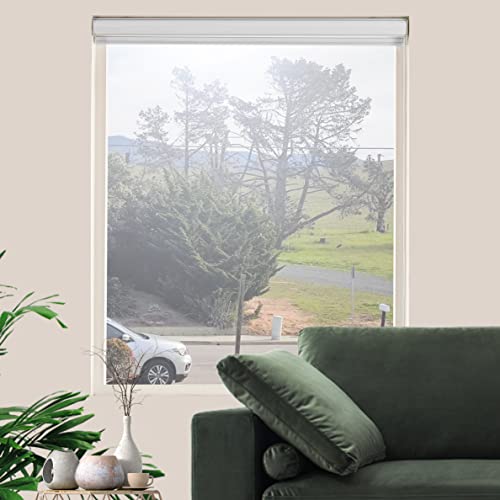 Jiangpin Textile Zebra Roller Shades, Dual Layer Roll Up Blind For Living Room, Semi Sheer Shades Window Privacy Light Control For Day And Night, (Maximum Height 72Inch, White Color, Width 34 Inch) #TOP2