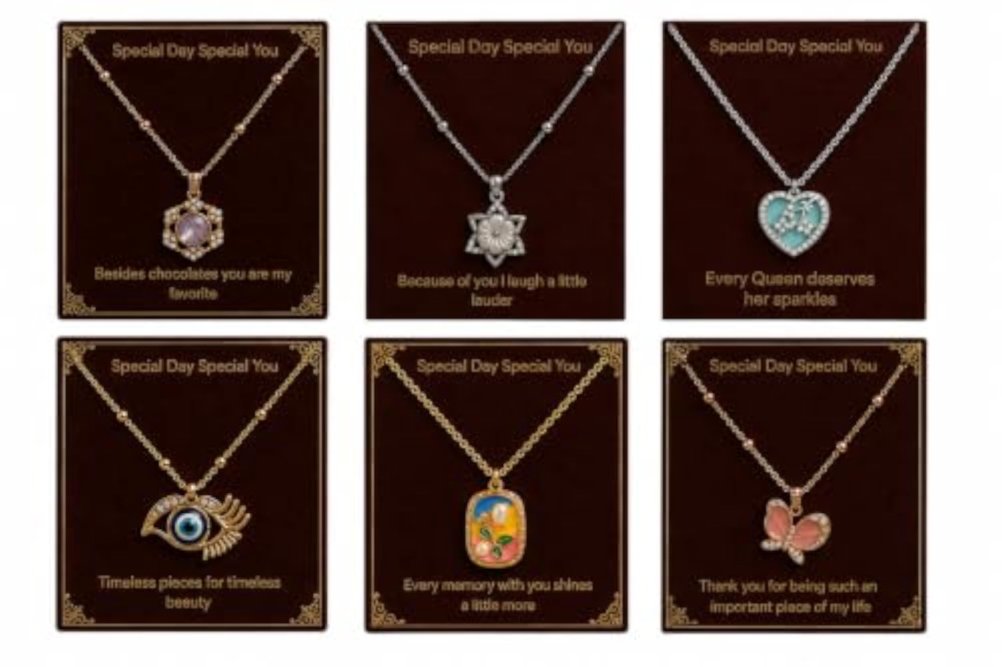 5 +1 Pcs Combo Heart, Star, Shell, Pearl Necklace Set for Women