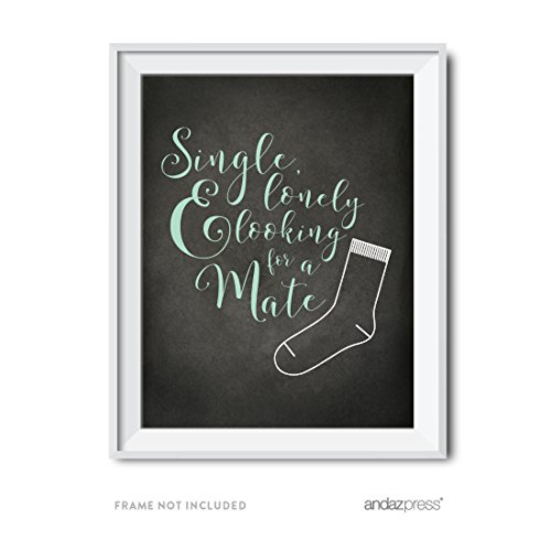 Andaz Press Laundry Room Wall Art Decor, Chalkboard Print, Single Lonely and Looking