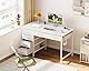 Coleshome Schreibtisch mit 6 Schubladen, 100 x 48 cm Schreibtisch Weiß mit Stauraum, Umkehrbarer Kleiner Tisch mit Kopfhörerhaken für Home Office