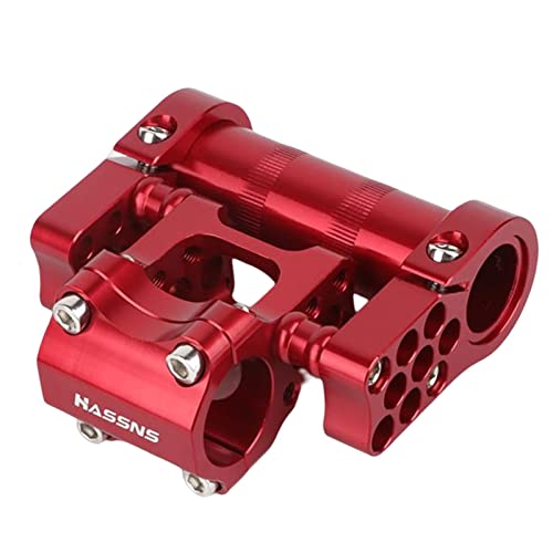 Adjustable Handlebar Raiser Double Stem 4mm Extension Conversion Lightweight for BMX Mountain Bike Folding Spare Part, Red