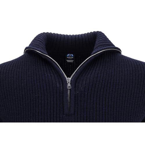 Pull marin col camionneur rouge en laine zippé taille 46 - 2
