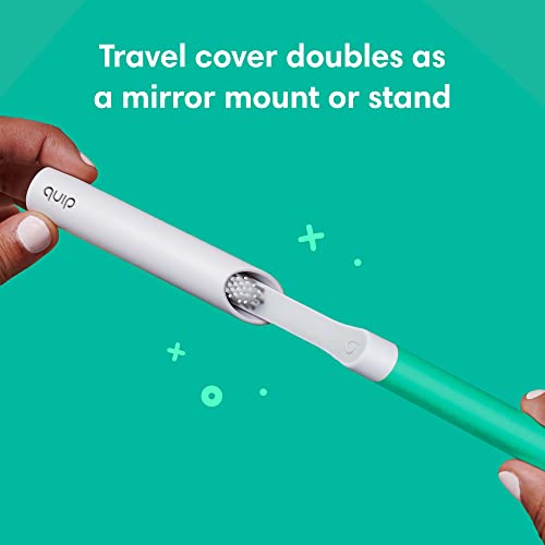 Quip Adult Electric Toothbrush - Sonic Toothbrush With Travel Cover & Mirror Mount, Soft Bristles, Timer, And Plastic Handle - Green #TOP2