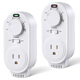 Gulfmew 2 Pack Adjustable Thermostat, Plug in Heating and Cooling Thermostat Controlled Outlet, Compatible with Portable AC, Fans and Space Heaters (White)