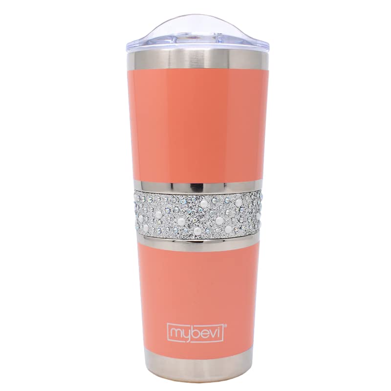 MyBeviHollywood Insulated Tumblers, Premium Grade Stainless Steel Hydration Tumbler - Hot & Cold, Leak-Resistant Lid, BPA-Free | 20 oz, Melon Sparkle