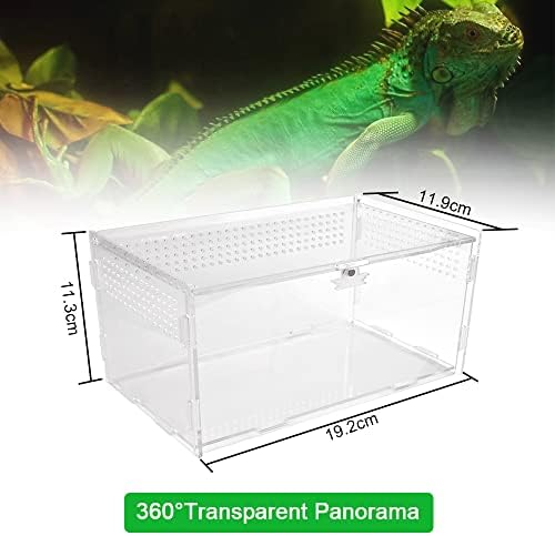 LYTIVAGEN Insect Feeding Box Acrylic Reptile Breeding Box Reptile Terrariums Transparent Reptiles Habitat Vivarium Acrylic Terrarium Containers for Spide, Lizard, Scorpion, Centipede (12 * 12 * 20cm)