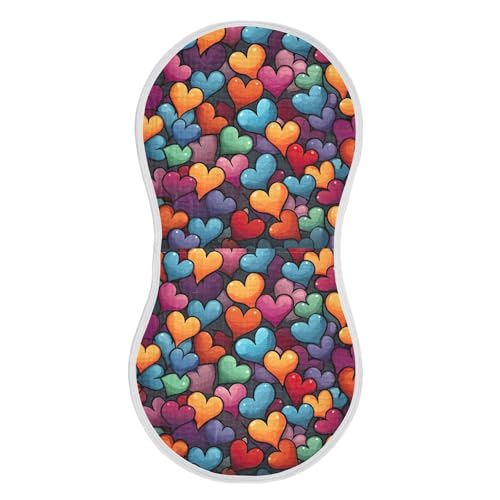 xigua Cartoon Hearts Baby Burp Cloths for Newborn Boys and Girls 4 Pack, Soft & Absorbent Cotton Baby Burp Cloth, Baby Washcloths, Newborn Towel, Burp Rags